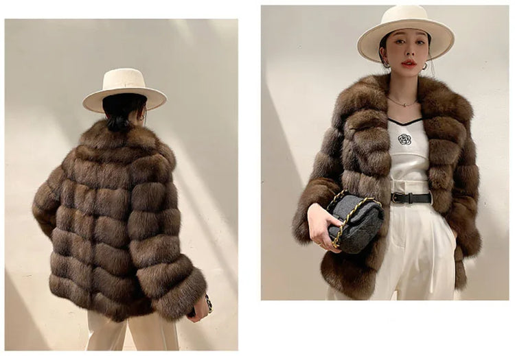 ZADORIN Luxury Designer Faux Mink Coat Woman Lapel Furry Brown Faux Fur Coat Woman Clothes Winter Chic Elegant Fluffy Fur Jacket