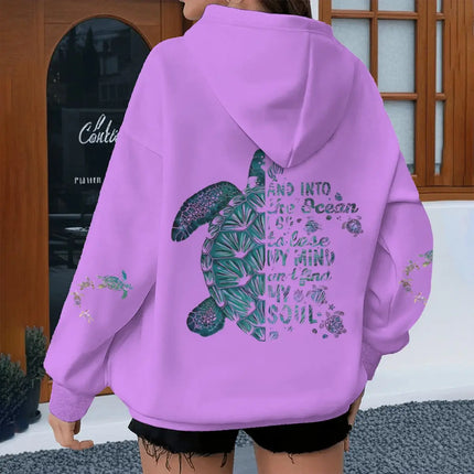 Turtle Vintage Hoodies "And Into The Ocean I Go" Women Men Turtle Lovers Gifts Sweatshirts Spring Lonng Sleeve Animal Hoodie