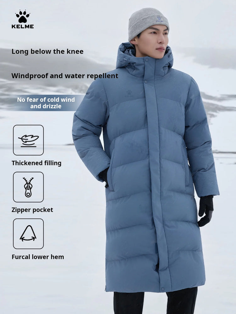 KELME Men's Thermal Down Jacket Outdoor Running Windproof Fleece-Lined Thickened Training Jacket пуховик женский