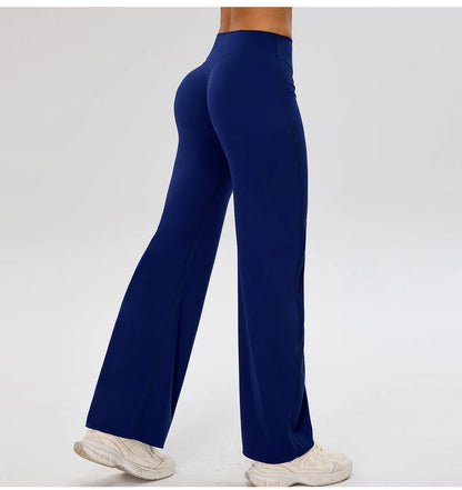 Women High Waist Wide Leg Pants Leggings Tights Fitness Bell-bottoms Yoga Elastic Leggings Push Up Gym Workout Flared Pants