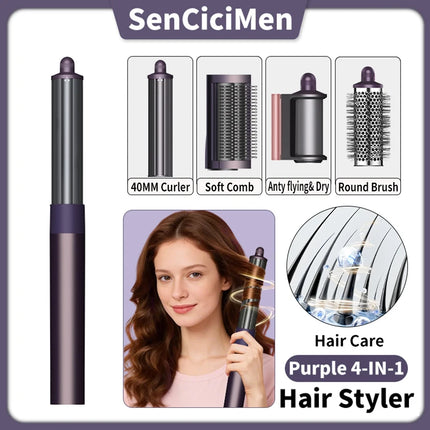 SenCiciMen Hair Dryer Brush 6 in 1 Hair Styler Negative Ion Blow Dryer Brush Set - 110,000 RPM High - Speed Hot Air Brush Air Styler Curling Wrap Air Curler,Curling Iron Hair Styling Tool for Straight Curl Drying Smoothing Gi