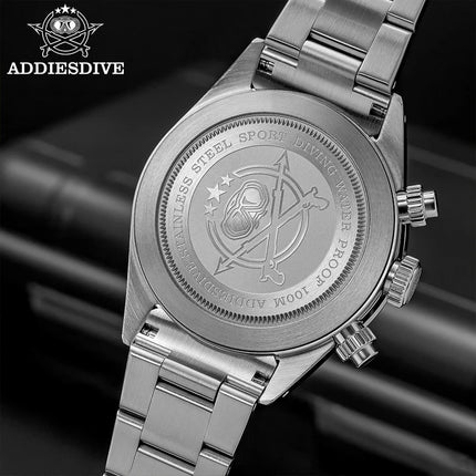 ADDIESDIVE 2026 New Luxury Men Chronograph VK64 Watch Waterproof 100m Ceramic Bezel BGW9 Luminous 316L Steel Quartz Watch AD2520