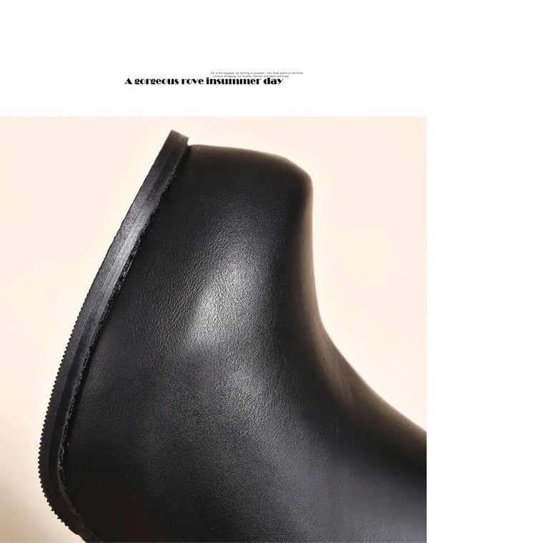 Autumn Winter Plush Boots Women British Thick Heel Waterproof Platform Thick Bottom Short Boot High Heels Lady