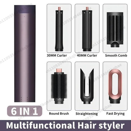6 IN 1  Air Multil Hair Styler & Hair Dryer Brush With Auto-Wrap Curlers Fast Drying Frizz-Free Volume Hair Styler Set Gift