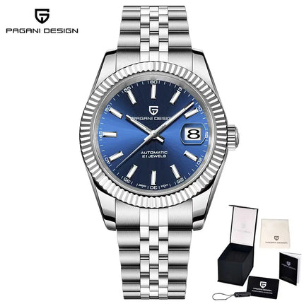 PAGANI DESIGN Luxury Men's Automatic Mechanical Watch Top Sapphire Stainless Steel 100m Waterproof Business Leisure Watch