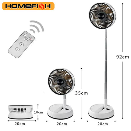 Ventilatore Portatile Oscillante da Terra HOMEFISH con Telecomando, Pieghevole, Ricaricabile a Batteria, per Campeggio