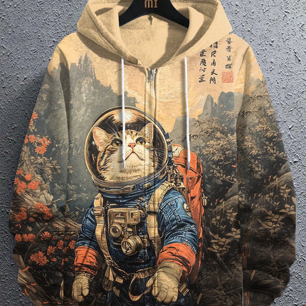 Cartoon Dinosaur Cat 3d Print Hoodie Men Women Fashion Zip Up Hoodies Male Jacket Animal Tracksuit Zipper Clothes Funny Sweats