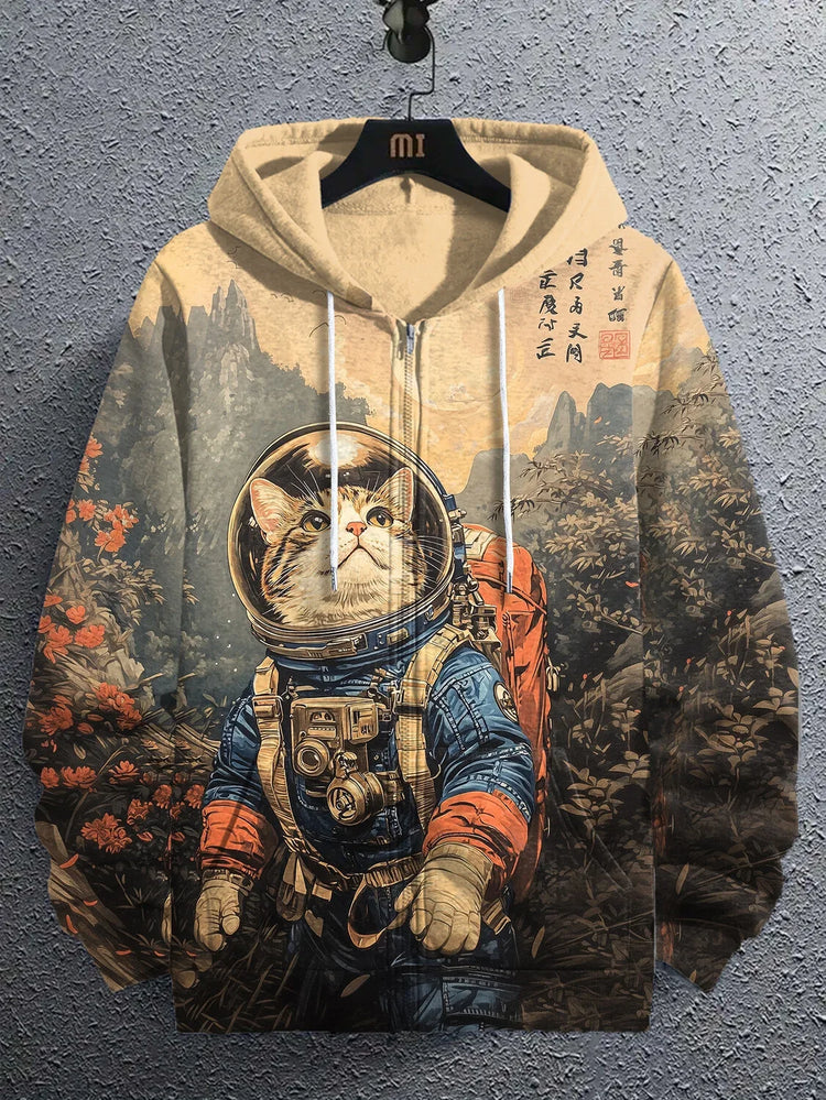 Cartoon Dinosaur Cat 3d Print Hoodie Men Women Fashion Zip Up Hoodies Male Jacket Animal Tracksuit Zipper Clothes Funny Sweats