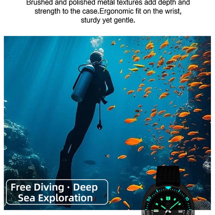 ADDIESDIVE Luxury Men's Automatic Watch Ceramic Bezel Sapphire Glass 200m Waterproof Ultra Bright Blue Luminous Diving Watch