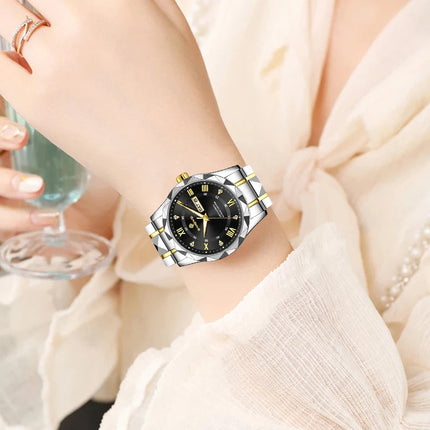 BANGWEI Orologio da donna Orologio di moda classico elegante di lussoBusiness Casual Data Orologi da donna al quarzo luminoso impermeabile in acciaio inossidabile platinumshop