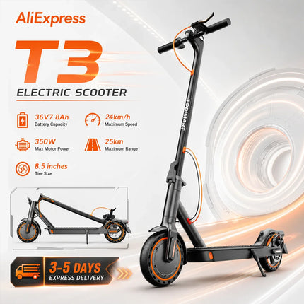 Monopattino elettrico per adulti TODIMART, monopattino elettrico urbano, motore 350W, batteria 36V, monopattino pieghevole, velocità 24 km/h, autonomia 20-30 km, monopattino elettrico urbano, 3 velocità regolabili