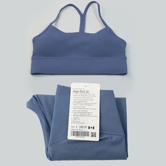 2 Pieces Yoga Set Women Sportswear Gym Top Y-shape Bra Fitness High Waist Leggings Workout Clothes Tracksuits