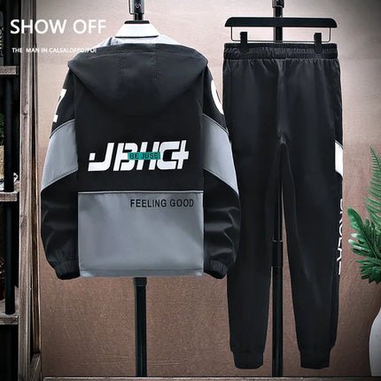 Spring Autumn New Tracksuits Men Set Casual Hooded Jacket Pants Sweatshirt Sportswear Coats Men Jacket+Pant Suits