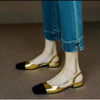 Sandali Donna Estivi 2026 Nuovi Colori Misti Ciabatte Slip-on Oro Tacco Basso Sgback Stile Romano Scarpe Casual Basse da Ragazza