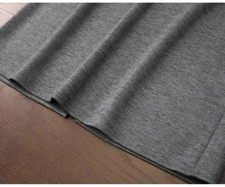 Birdtree Cashmere Silk Blended Skirt For Woman,Elastic Waist Long Skirts,Rear Slit,Commuting Style,2025 Autumn Winter D5N418JF PlatiNum