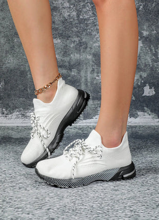 Breathable Socks Shoes Women Lightweight Knitted Casual Sneakers Non-slip Walking Footwear Outdoor Jogging Fitness Sports PlatiNum