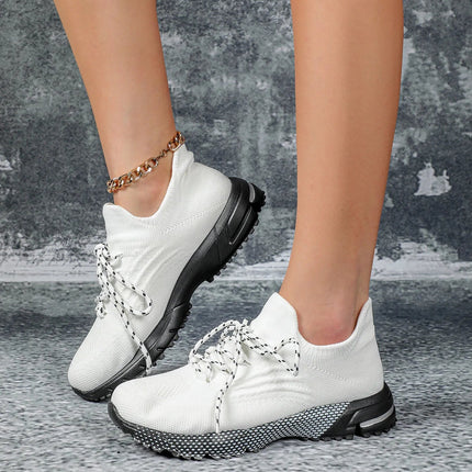 Breathable Socks Shoes Women Lightweight Knitted Casual Sneakers Non-slip Walking Footwear Outdoor Jogging Fitness Sports PlatiNum