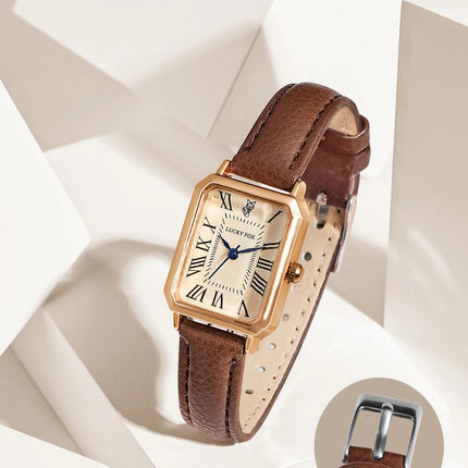 LUCKY FOX 2 pezzi confezione regalo di lusso leggera set braccialetto orologio orologio al quarzo quadrato da donna semplice e alla moda regalo del festival Reloj platinumshop