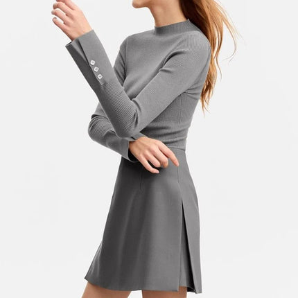 Gonne casual semplici da donna, stile coreano, a vita alta, per l'ufficio, da pendolare, a trapezio, tinta unita, abbinabili a tutto, gonne femminili