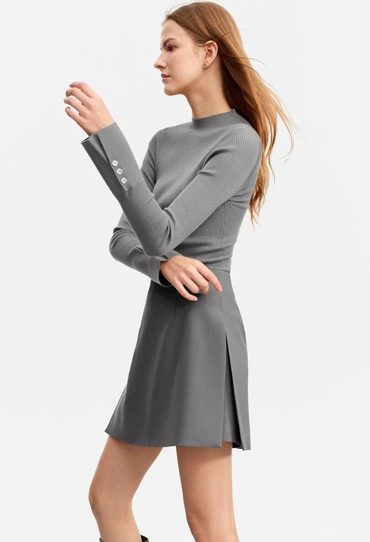 Gonne casual semplici da donna, stile coreano, a vita alta, per l'ufficio, da pendolare, a trapezio, tinta unita, abbinabili a tutto, gonne femminili