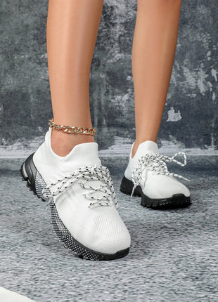 Breathable Socks Shoes Women Lightweight Knitted Casual Sneakers Non-slip Walking Footwear Outdoor Jogging Fitness Sports PlatiNum