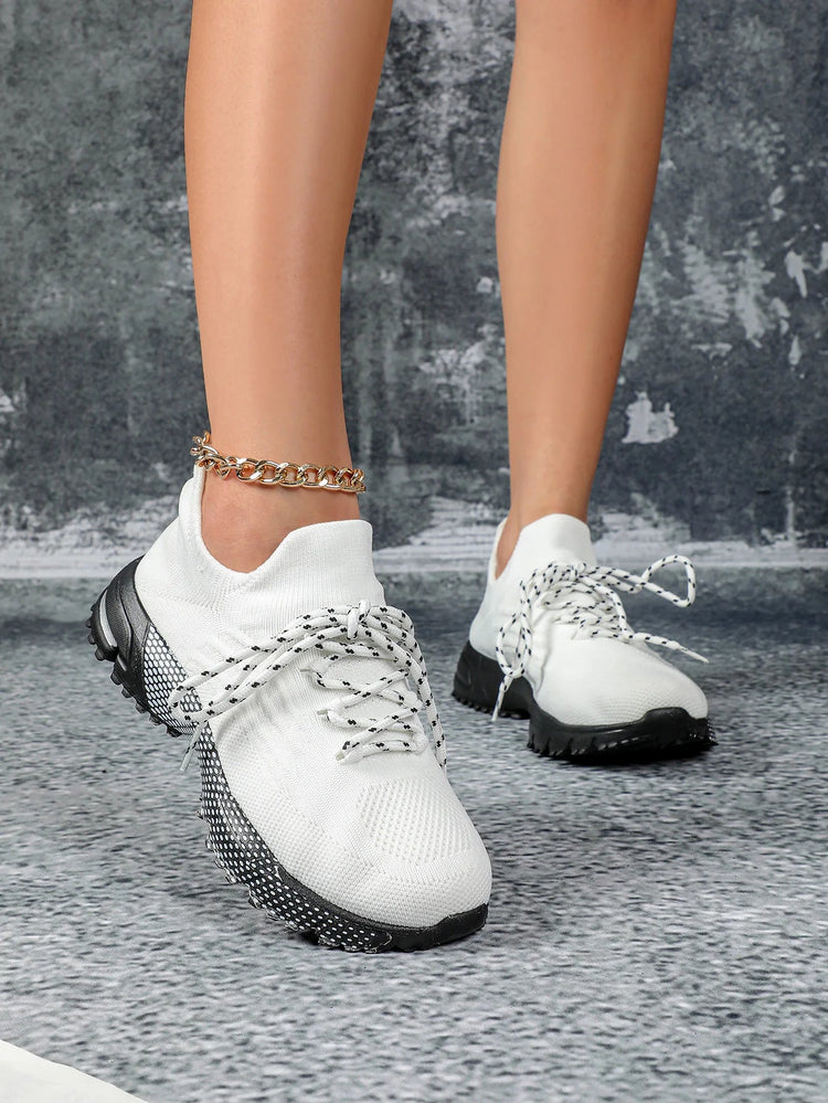 Breathable Socks Shoes Women Lightweight Knitted Casual Sneakers Non-slip Walking Footwear Outdoor Jogging Fitness Sports PlatiNum