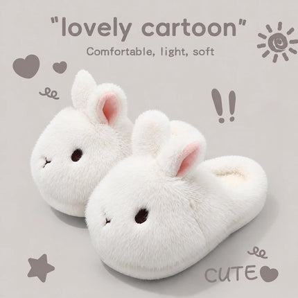 Cute Brown Bunny Plush Slippers Women Winter Warm Rebound Soft Sole House Shoes Indoor Fuzzy Non-Slip Comfortable Home Footwear