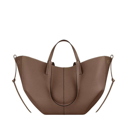 Grande borsa tote in pelle morbida con bordo regolabile, manici lunghi, borsa capiente per lavoro e shopping quotidiano