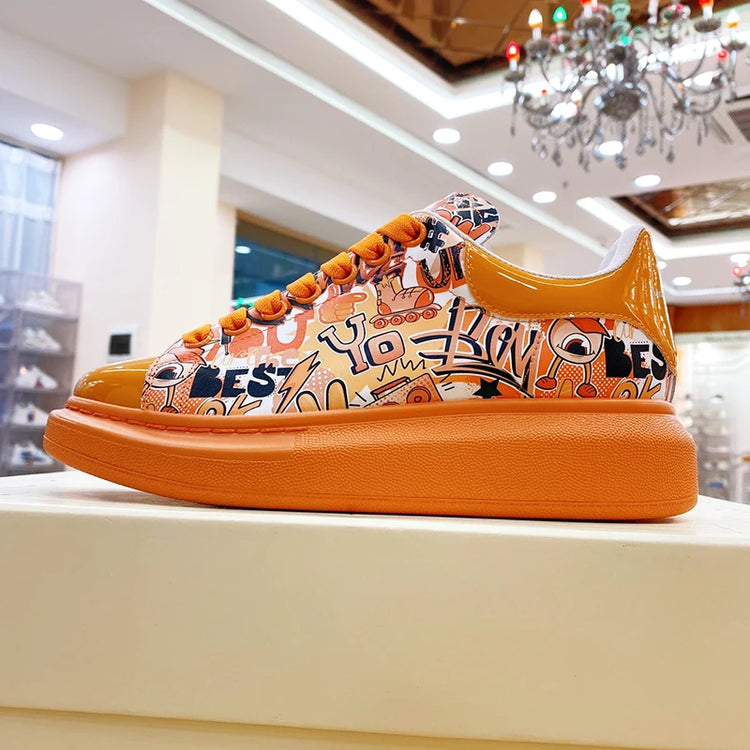Handcrafted Leather Casual Sneakers Cowhide Leather Oversized Man Platform Trainers Originality Flat Loafer Shoes Men Footwear