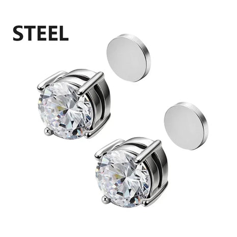 3 paia di orecchini a clip magnetici resistenti in cristallo per uomini e donne Orecchini con magnete zircone rotondo punk Gioielli non penetranti platinumshop