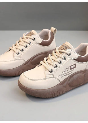 New Women's Shoes 2024 Spring Thick Sole Elevated Shoes Sports Shoes Women's Shoes Student Street Casual Board Shoes PlatiNum