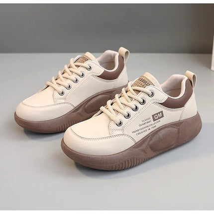 New Women's Shoes 2024 Spring Thick Sole Elevated Shoes Sports Shoes Women's Shoes Student Street Casual Board Shoes PlatiNum
