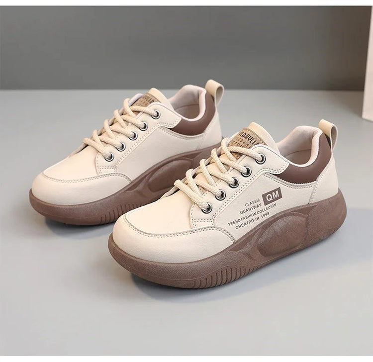 New Women's Shoes 2024 Spring Thick Sole Elevated Shoes Sports Shoes Women's Shoes Student Street Casual Board Shoes PlatiNum