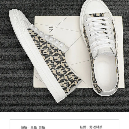New Shoes for Men Genuine Leather Patchwork Casual Shoes Trend Flat Skateboard Shoes Youth Cool Lace-up Sneakers