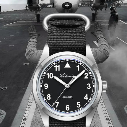ADDIESDIVE 36mm Men's Analog Watch Bubble Mirror Glass 100m Waterproof Luminous Watch Simple Men Quartz Watches with Nylon Strap