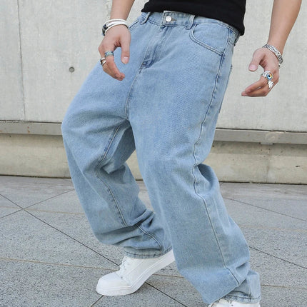 Spring Autumn Men Baggy Jeans Oversize Straight Loose Casual Denim Trousers Solid Color Streetwear Fashion Y2k Wide Leg Pants PlatiNum