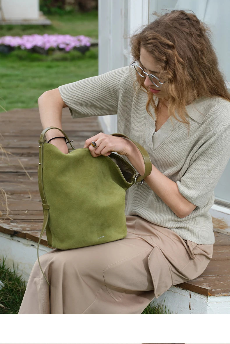 LA FESTIN Original Brand Suede Bag Designer Luxury Bag Bucket Bag Shoulder Crossbody Bag Handbag Women Autumn and Winter Bags