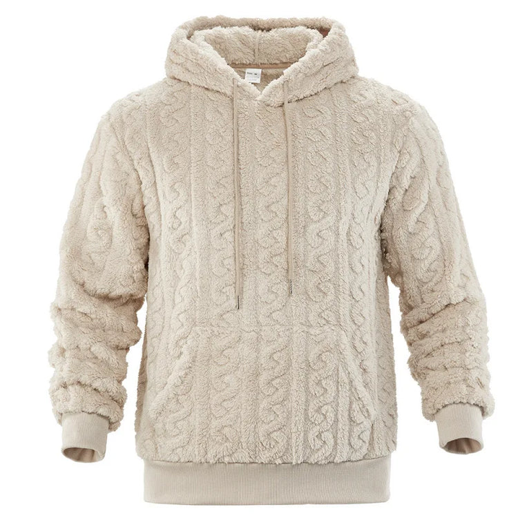 Cross-border Loose Men's Winter Retro Warm Double-Sided Velvet Casual Trend Hooded Pocket High Street Sweater