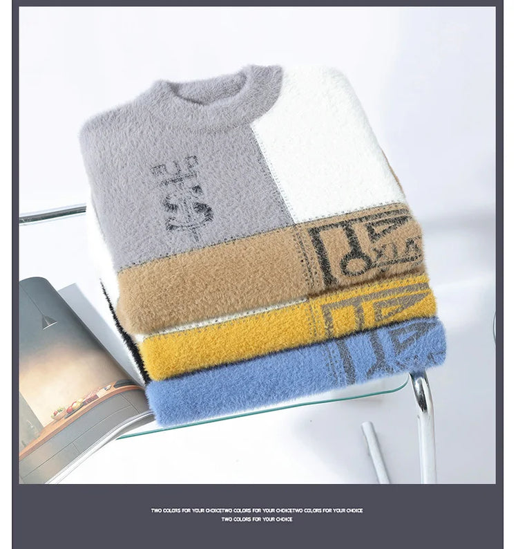 2024 winter new style men's sweater knitted long sleeve Warm Men Fashion Sweaters Thicken Warm wool pullovers Sweater male