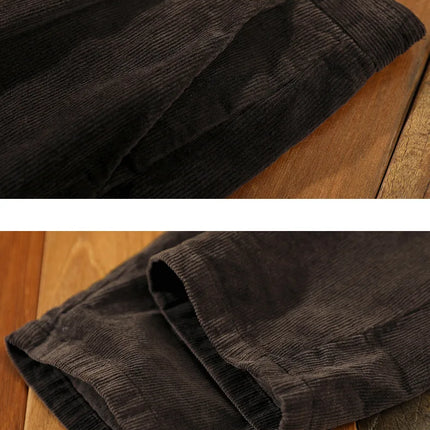 Autumn Winter Classic Cotton Corduroy Casual Mens Pants Comfortable Retro Big Pocket Drawstring Cargo Trousers AZ324