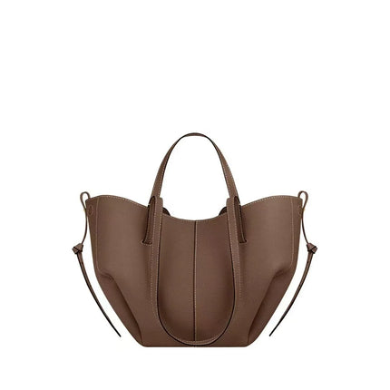 Grande borsa tote in pelle morbida con bordo regolabile, manici lunghi, borsa capiente per lavoro e shopping quotidiano