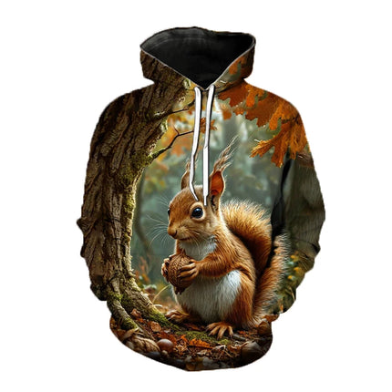 Squirrel Animal 3D Print Hoodies Men's Women Hip Hop Hooded Sweatshirts Harajuku Pullover Street Tracksuit Unisex Coat Clothing
