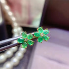 3*4mm Natural Emerald Flower Design Earrings with Certificate Fine Charm Fashion Weddings Jewelry for Women PlatiNum