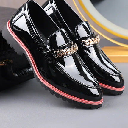 Scarpe da Uomo Trendy, Mocassini di Design con Catena Metallica, Scarpe Eleganti da Lavoro, Nuove Scarpe Casual in Pelle Slip-on, Scarpe da Cerimonia