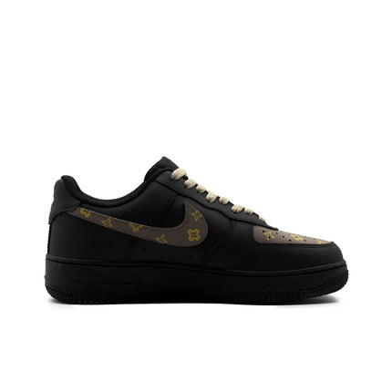 Nike Air Force 1 Luxury Design Leather Abrasion Resistant Slip Resistant Low top Skateboard Shoes Men's Black Brown