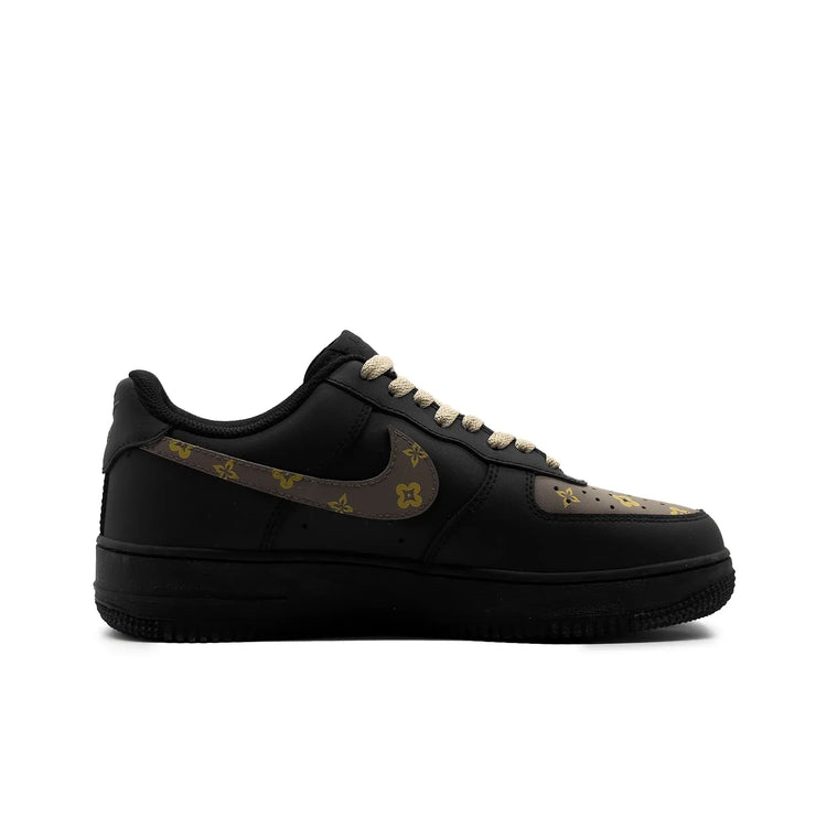Nike Air Force 1 Luxury Design Leather Abrasion Resistant Slip Resistant Low top Skateboard Shoes Men's Black Brown