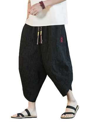 Kimono giapponese Pantaloncini tradizionali Pantaloni asiatici da uomo Samurai giapponese Pantaloni larghi da uomo in lino Yukata casual allentati