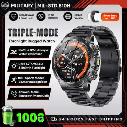 2025 Uomini Schermo AMOLED da 1,7 pollici Astuto Della Vigilanza 1000mAh Batteria Frequenza Cardiaca Chiamata Bluetooth NFC GPS Tracker Sport Fitness Orologi Nuovo platinumshop