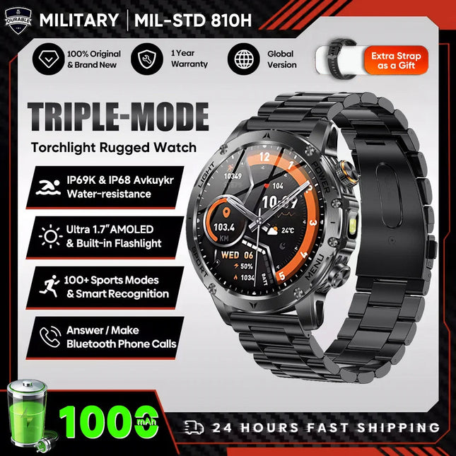 2025 Uomini Schermo AMOLED da 1,7 pollici Astuto Della Vigilanza 1000mAh Batteria Frequenza Cardiaca Chiamata Bluetooth NFC GPS Tracker Sport Fitness Orologi Nuovo platinumshop