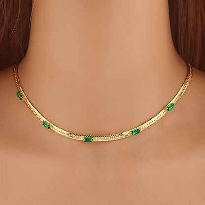 Collana a catena da tennis Hip Hop con zirconi cubici verdi stile misto CZ per donna Gioielli girocollo in oro 18 carati con smeraldi di cristallo per feste di strada